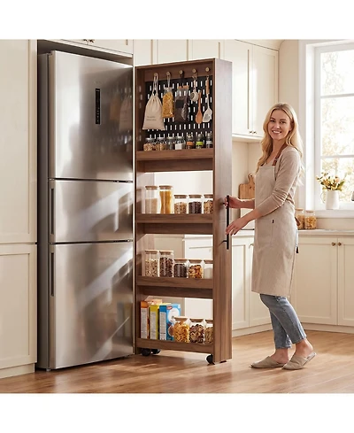 Tribesigns Extra Tall Slim Storage Cart Next to Fridge, Mobile Shelf