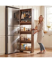 Tribesigns Extra Tall Slim Storage Cart Next to Fridge, Mobile Shelf