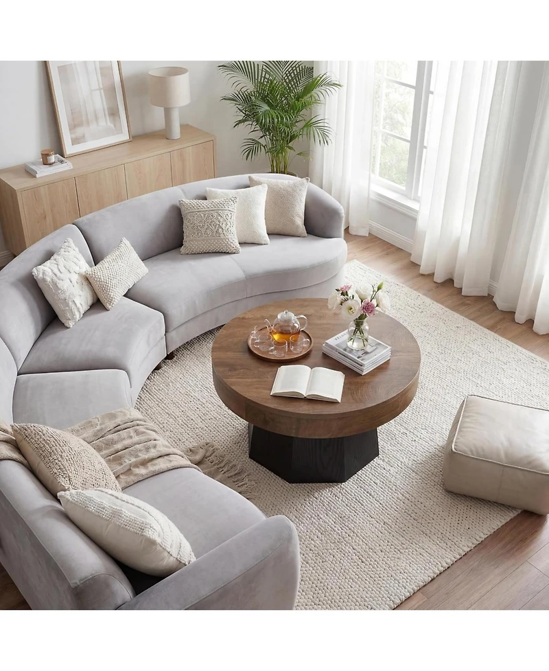 Tribesigns 31.5" Round Coffee Table, Two-Tone, for Small Space