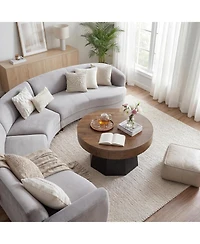 Tribesigns 31.5" Round Coffee Table, Two-Tone, for Small Space