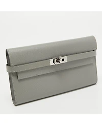 Pre-Owned Hermes Gris Mouette Epsom Leather Kelly Classic Wallet