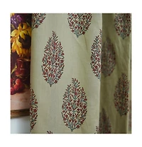 Fabdivine Handmade Vatika Floral Block Print Linen Curtain