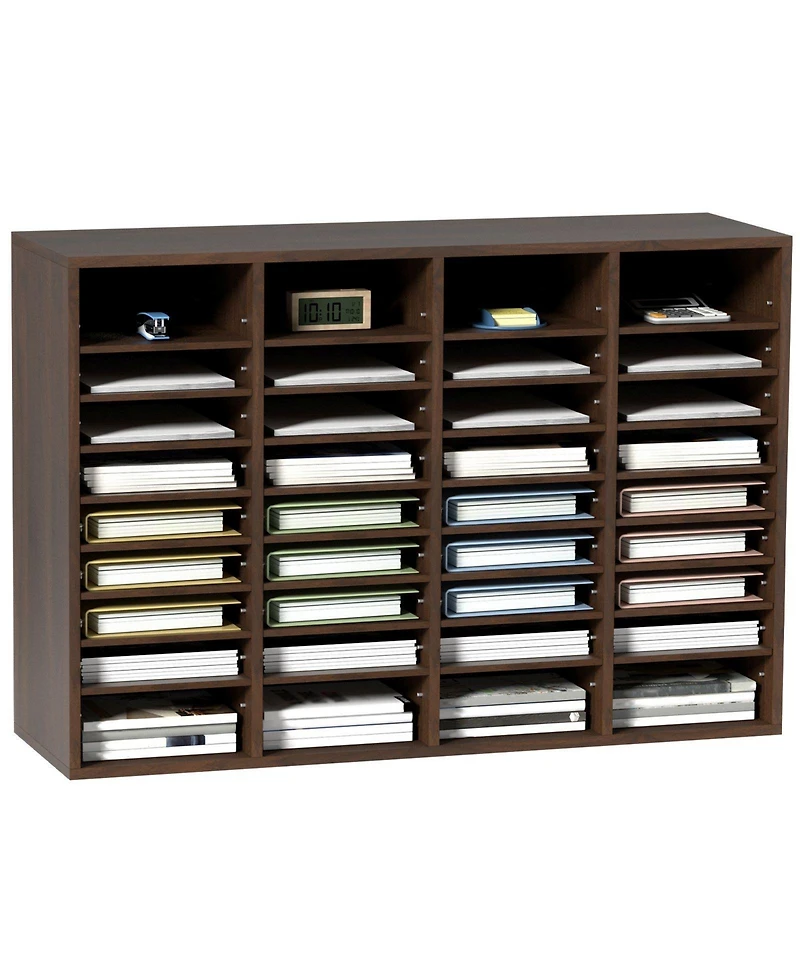 Slickblue Wooden Mail Organizer with Compartments, Literature Sorter for Office, Home and Mailroom