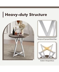 Sugift 36 Inch Round Dining Table with X-Shaped Metal Pedestal Base