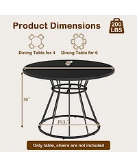 Sugift 47 Inch Round Dining Table for 4 to 6 with Hourglass Metal Base