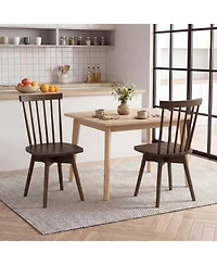 Sugift Windsor Dining Chairs Set of 2 Rubber Wood Kitchen Chairs with 360 Degree Swivel Seat