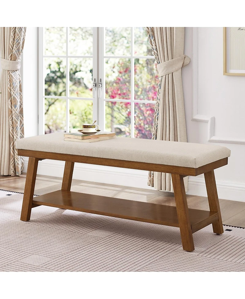 Streamdale FurnitureLinen Upholstered Storage Bench with Shel