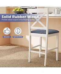 Sugift X-Back Bar Stools Set of 2 Counter Height Seats with Upholstered Linen Cushions
