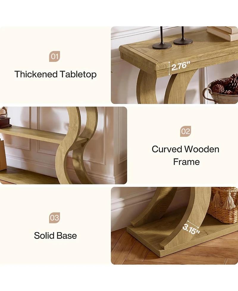 Tribesigns 55" Console Table with 3-Tier Storage, Modern Farmhouse