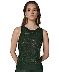 Donna Karan New York Women's Beaded Crewneck Sleeveless Tank