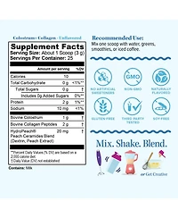 Vitauthority Colostrum Collagen Peptide Protein Powder, Hydrolyzed, HydroPeach, Gut Health, Skin and Immune Support, Unflavored, 25 Servings