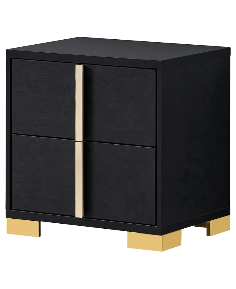 Flynama 2-Drawer Nightstand with Gold Accents