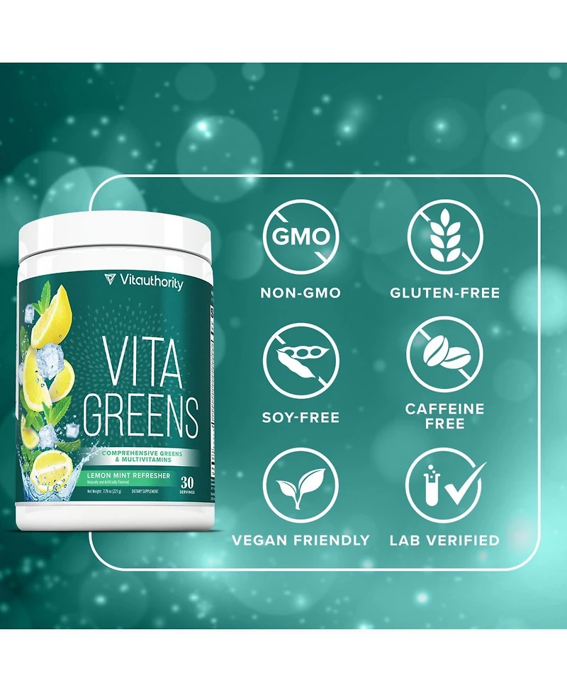 Vitauthority Vita Superfood Powder, Lemon Mint Flavor, 219 Gram