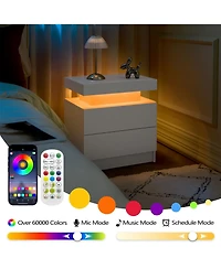 Flynama Set of 2 Led Nightstands with Drawers