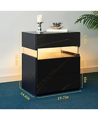 Flynama 3-Drawer Led Nightstand with Acrylic Panel