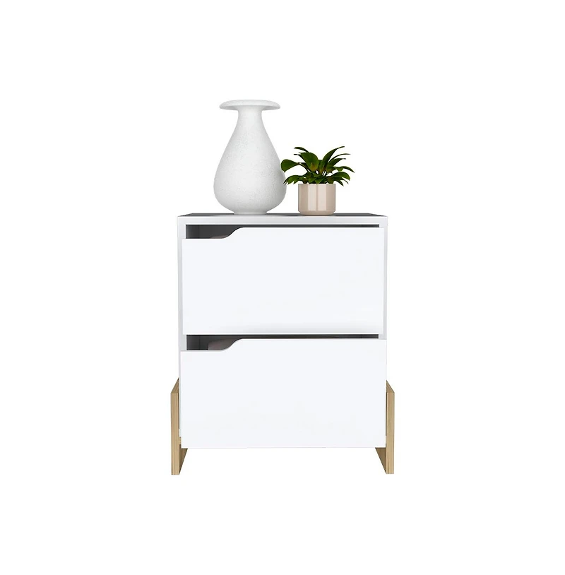 Flynama Macadamia 2-Drawer Nightstand with Sturdy Base