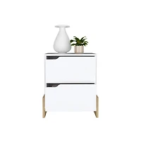 Flynama Macadamia 2-Drawer Nightstand with Sturdy Base