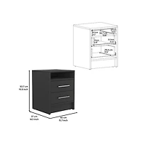 Flynama Nightstand with 2 Drawers and Open Shelf