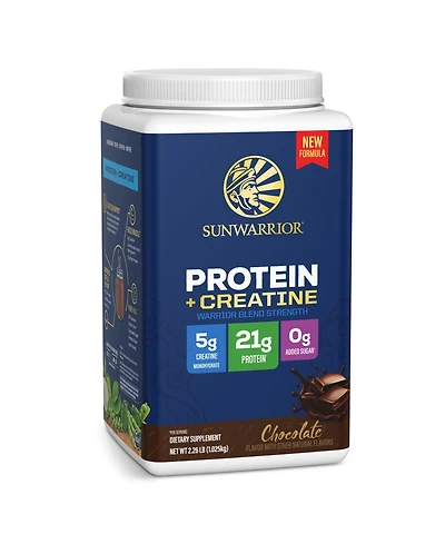 Sunwarrior Warrior Blend Protein Powder with Creatine, Chocolate, 25 Servings