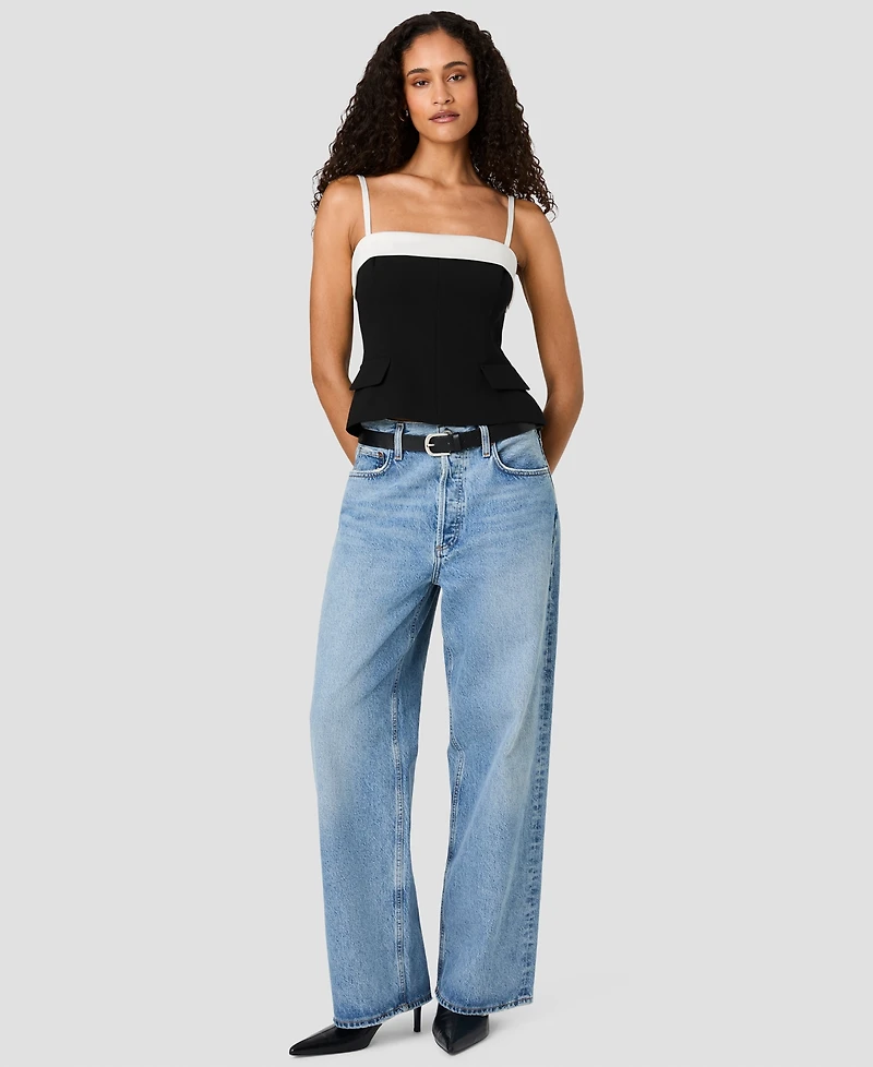 French Connection Women's Azra x Carey Foldover Sleeveless Square-Neck Colorblock Top