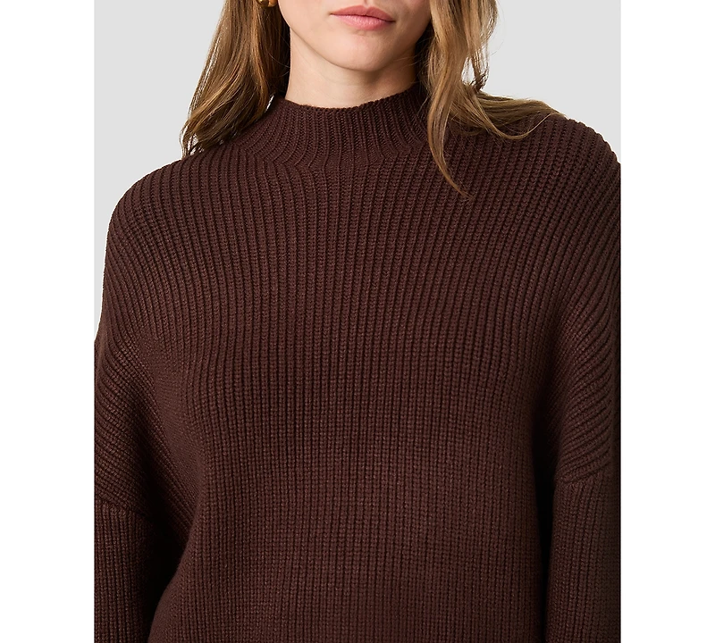 French Connection Women's Babysoft Rib Mock Neck Relaxed-Fit Long-Sleeve Pullover