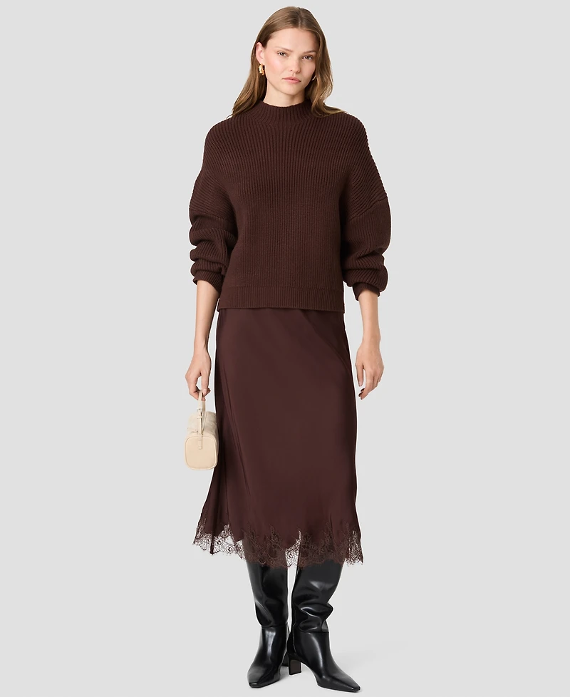 French Connection Women's Babysoft Rib Mock Neck Relaxed-Fit Long-Sleeve Pullover