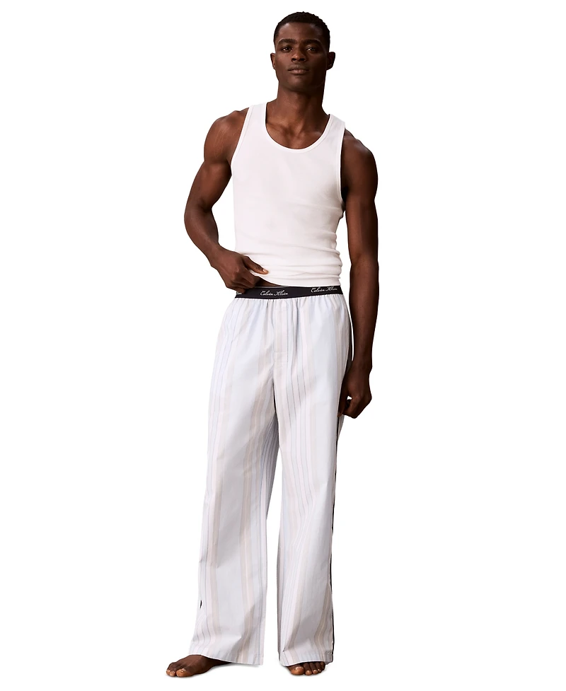 Calvin Klein Men's Cotton Poplin Script Regular-Fit Pajama Pants