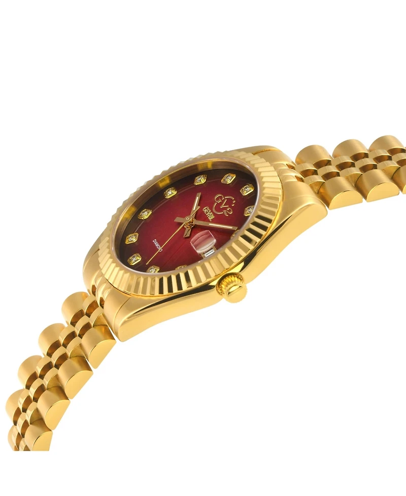 GV2 Women's Naples Swiss Quartz Ip Stainless Steel Bracelet Diamond Watch