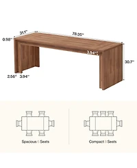 Tribesigns 78.4" Farmhouse Dining Table for 6-8 People, Rectangular
