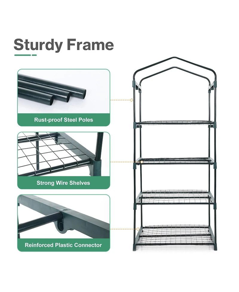 Aoodor 4-Tier Greenhouse with Pe/Pvc Base for Indoor and Outdoor Gardening.