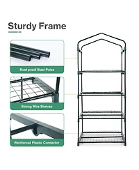 Aoodor 4-Tier Greenhouse with Pe/Pvc Base for Indoor and Outdoor Gardening.