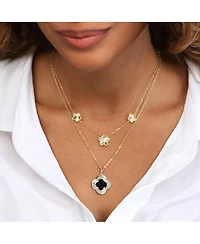 The Lovery Large Onyx Cz Clover Necklace 14K Gold-Plated Sterling Silver