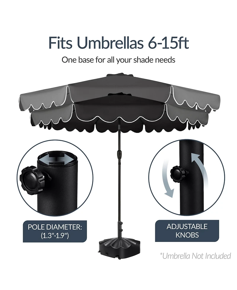 Best Choice Products 123lb Capacity Fillable Mobile Umbrella Base for Patio, Deck, 4 Wheels - Wavy Design