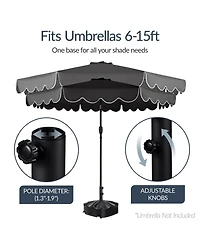 Best Choice Products 123lb Capacity Fillable Mobile Umbrella Base for Patio, Deck, 4 Wheels - Wavy Design