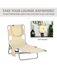 ECHTPeak Folding Chaise Lounge Pool Chair, Patio Sun Tanning Chair, Outdoor Lounge Chair with 4-Position Reclining Back, Breathable Mesh Seat