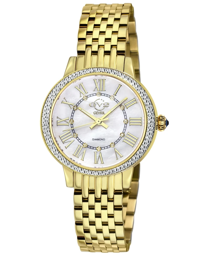 GV2 Women's Astor Iii Swiss Quartz Ip Gold Stainless Steel Bracelet Diamond Watch