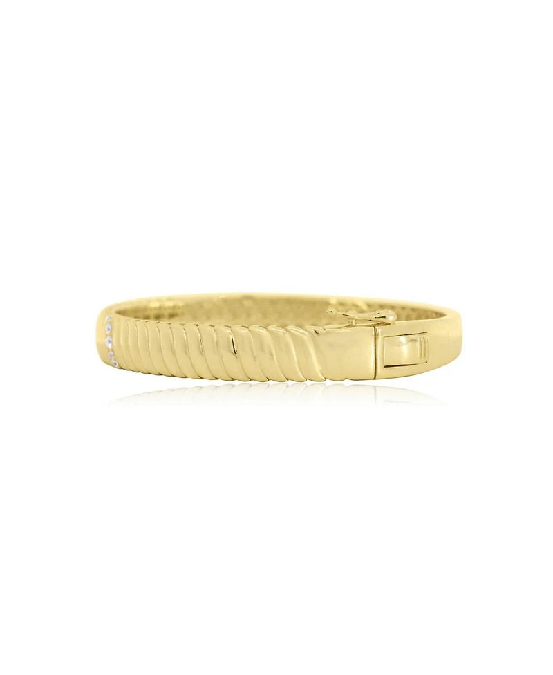 The Lovery Cz Accent Wave Bangle 14K Gold-Plated Sterling Silver