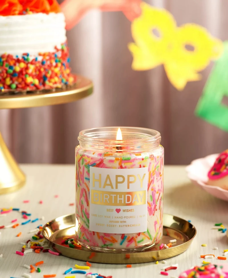 Lovery Birthday Candle Gift Set, 7oz Scented Decorated Happy Birthday Candles