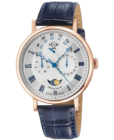 GV2 by Gevril Men's Swiss Made Maestro Swiss Quartz Italian Leather Strap Watch