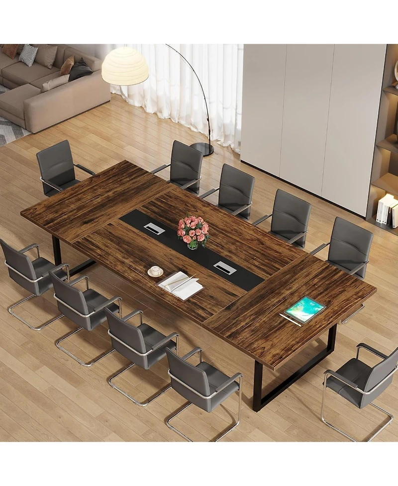 Tribesigns 8 Feet Conference Table, Large Meeting Podcast Table for 10