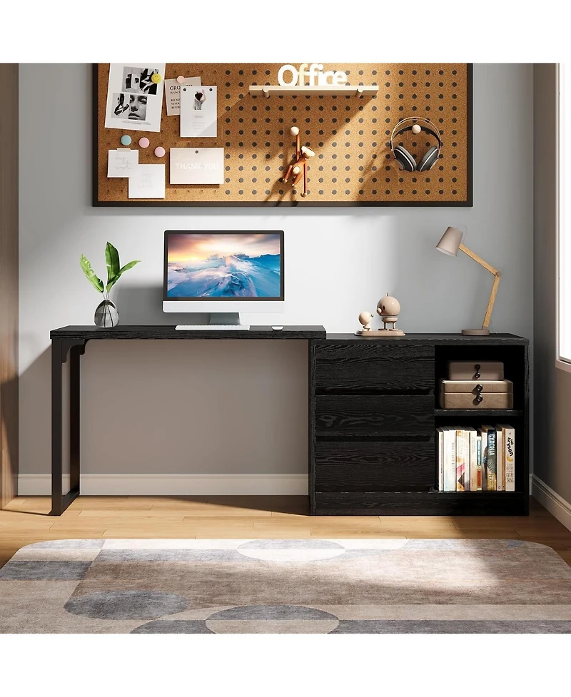 Tribesigns L-Shaped Computer Desk with Drawers and Shelves
