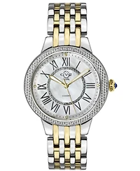 GV2 by Gevril Women's Astor Ii Swiss Quartz Two toned Ss Ipyg Stainless Steel Bracelet Diamond Watch