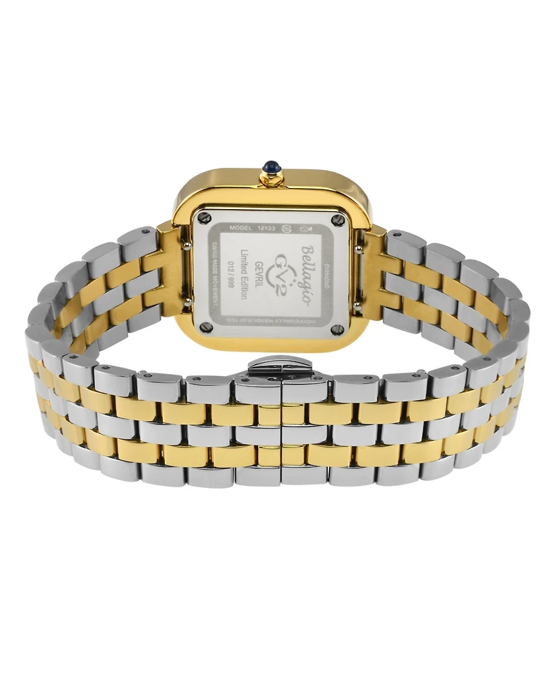 GV2 by Gevril Women's Bellagio Swiss Quartz Two toned Ss Ipyg Stainless Steel Bracelet Diamond Watch