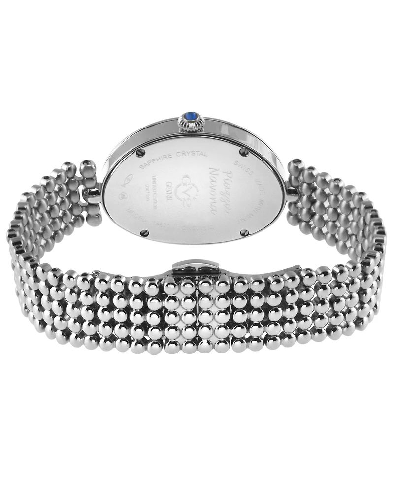 GV2 by Gevril Women's Piazza Navona Swiss Quartz Silver Stainless Steel Bracelet Diamond Watch