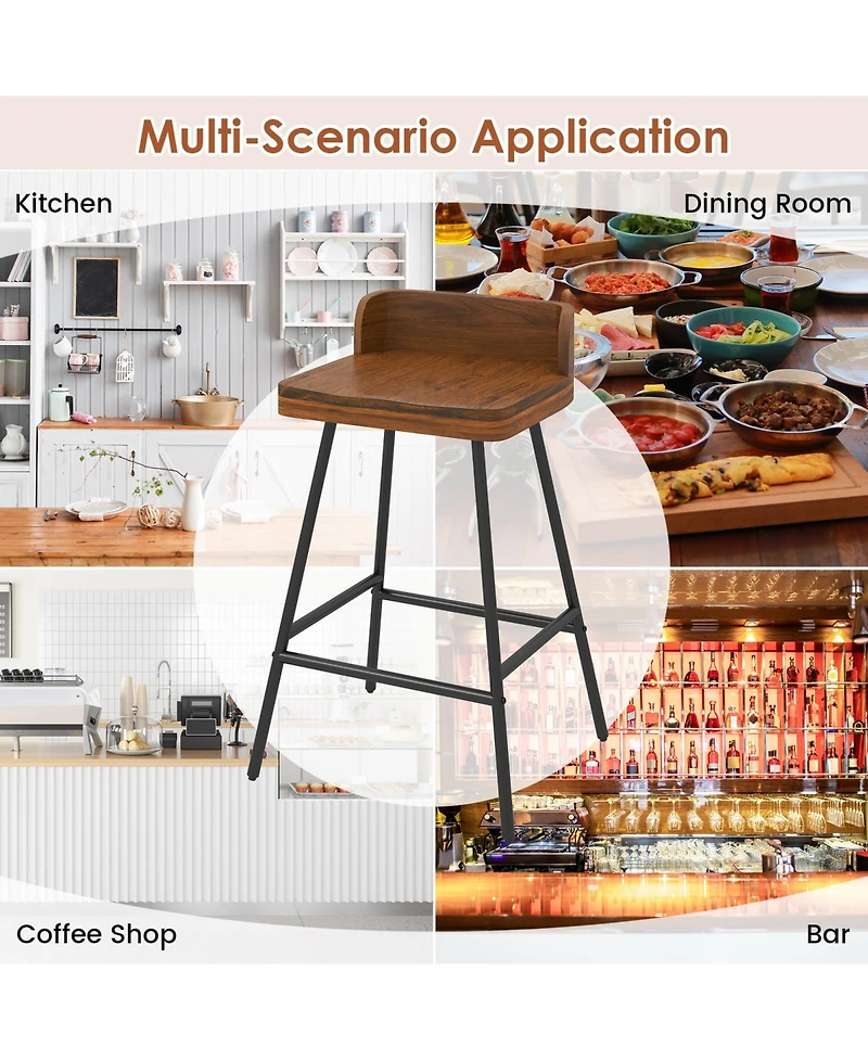 Gymax 2Piece 24'' Counter Height Bar Stool w/Low Back Metal Legs Footrest for Kitchen