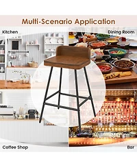 Gymax 2Piece 24'' Counter Height Bar Stool w/Low Back Metal Legs Footrest for Kitchen