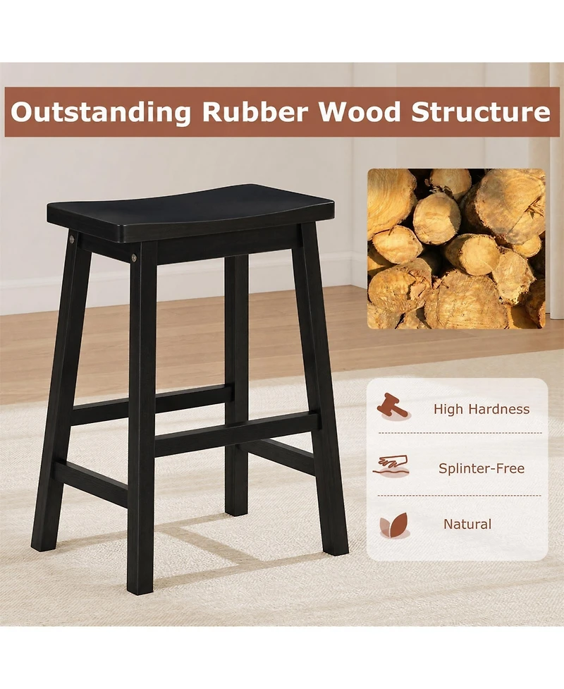 Gymax Saddle-Seat Counter Height Stools Set of Backless Barstools w/ Curved Seat