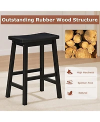 Gymax Saddle-Seat Counter Height Stools Set of Backless Barstools w/ Curved Seat