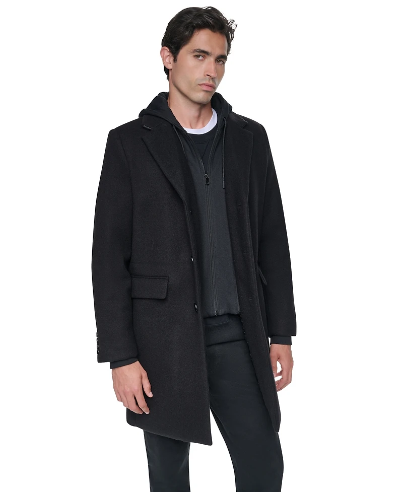 Dkny Men's Topcoat with Hood Jacket