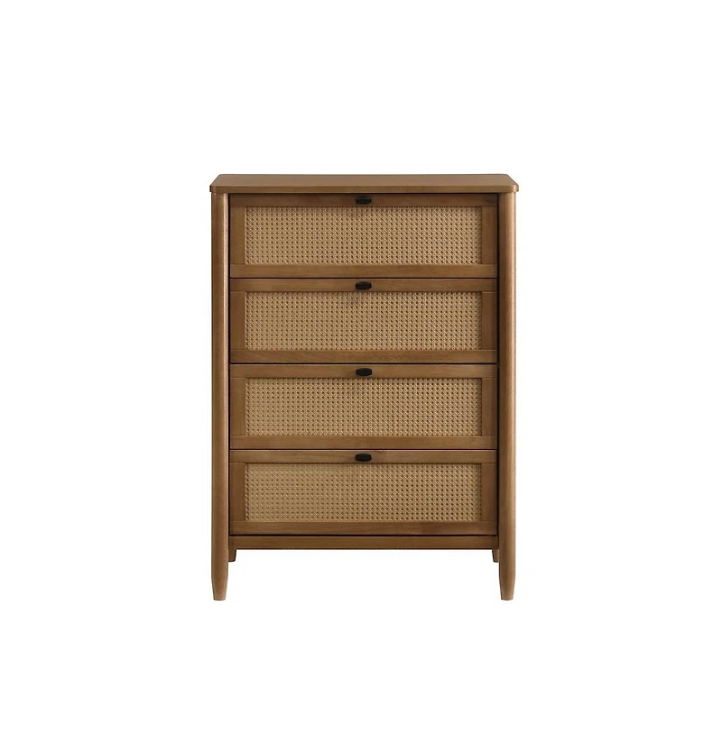 Roundhill Furniture Vichy Wood and Rattan 5-Drawer Chest